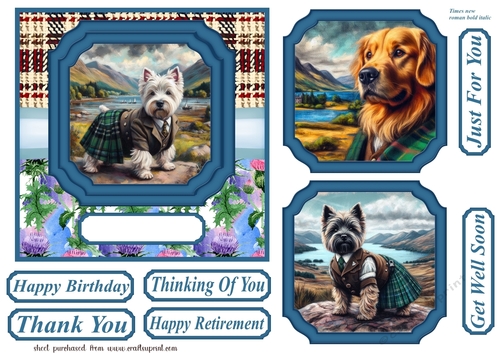Scottish dogs scene card front 12