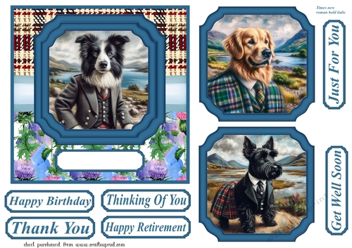 Scottish dogs scene card front 14