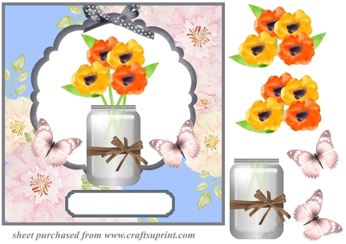 Vase of flowers and butterflies card front