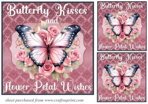 3 Butterfly kisses card front/toppers