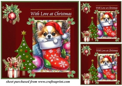3 Christmas Chihuahua card front/toppers 1