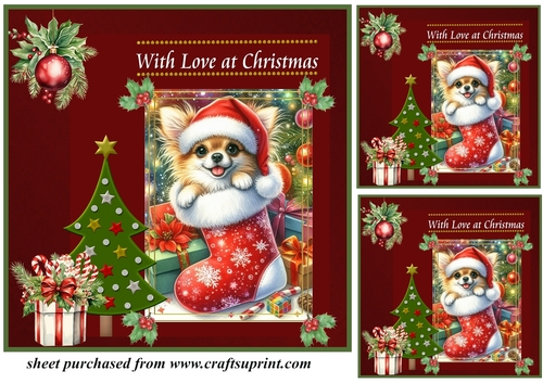 3 Christmas Chihuahua card front/toppers 2