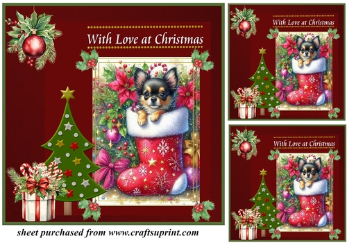 3 Christmas Chihuahua card front/toppers 3