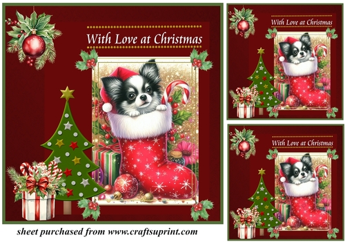 3 Christmas Chihuahua card front/toppers 4