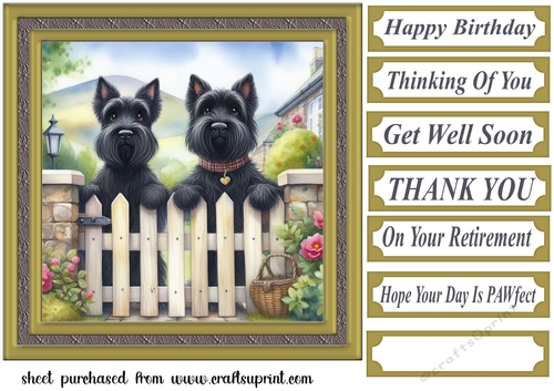 Scotties at the fence card front 1