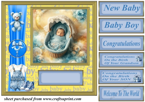 Framed new baby boy card front 1