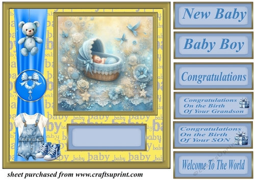 Framed new baby boy card front 3