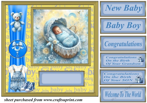 Framed new baby boy card front 4