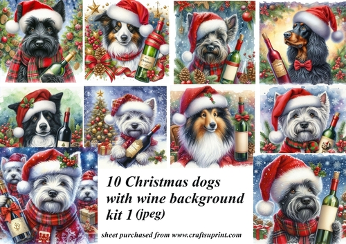 Christmas dogs with wine backgrounds 1 (jpeg)