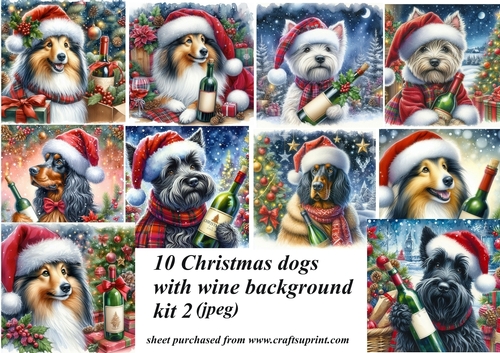 Christmas dogs with wine backgrounds 2 (jpeg)