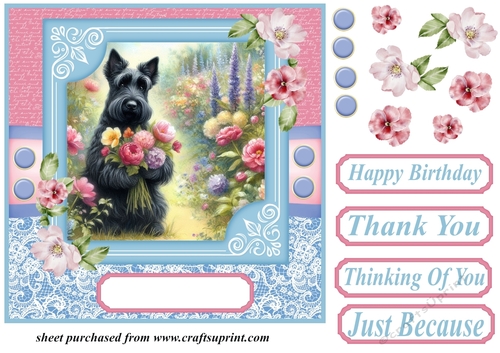 Garden bouquet Scottie card front 1