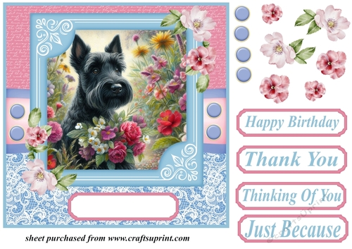 Garden bouquet Scottie card front 2