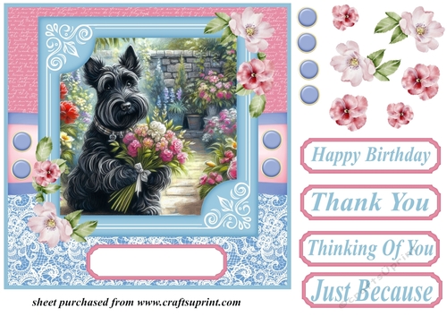 Garden bouquet Scottie card front 3
