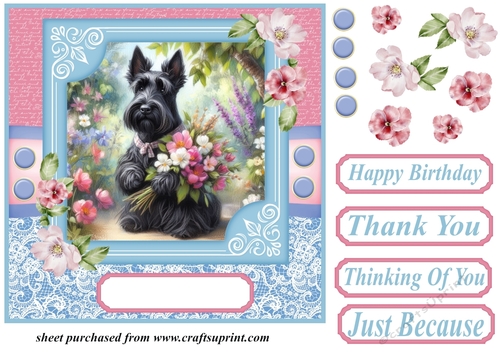 Garden bouquet Scottie card front 5