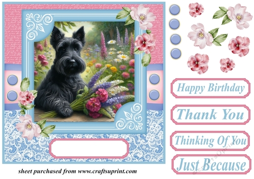 Garden bouquet Scottie card front 7