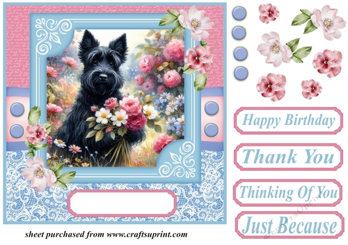 Garden bouquet Scottie card front 8
