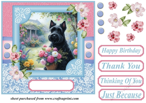 Garden bouquet Scottie card front 9