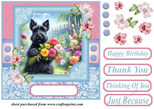 Garden bouquet Scottie card front 10