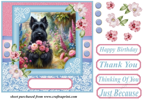 Garden bouquet Scottie card front 11