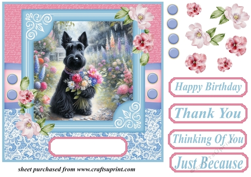 Garden bouquet Scottie card front 12