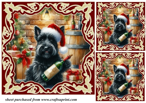 3 Christmas wine cellar pup card front/toppers 1