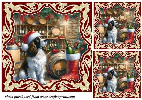 3 Christmas wine cellar pup card front/toppers 4
