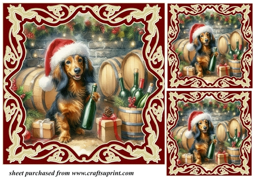 3 Christmas wine cellar pup card front/toppers 5