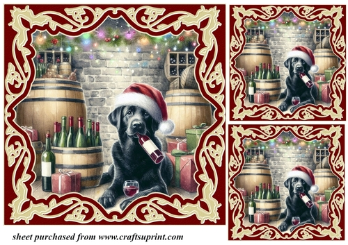 3 Christmas wine cellar pup card front/toppers 6