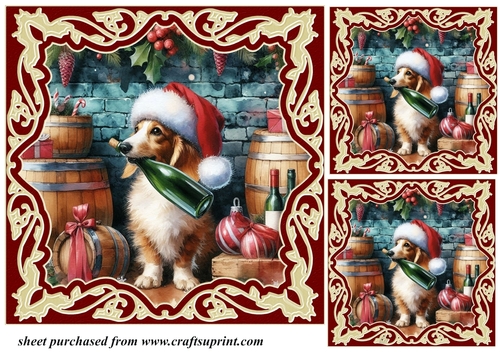3 Christmas wine cellar pup card front/toppers 7