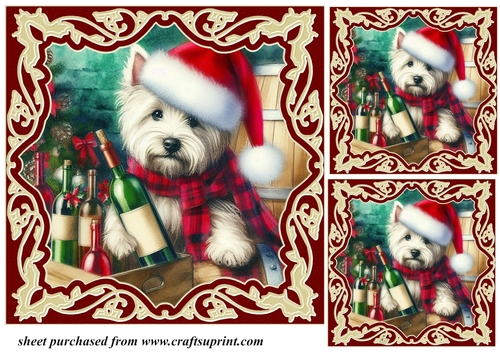 3 Christmas wine cellar pup card front/toppers 8