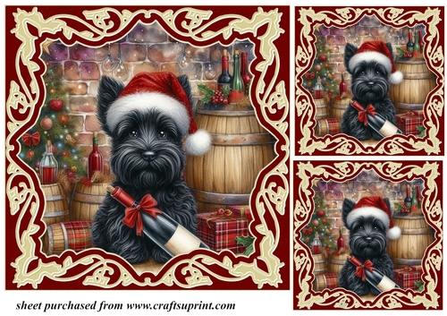 3 Christmas wine cellar pup card front/toppers 9