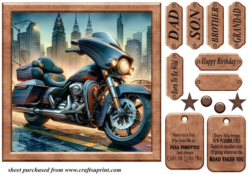 Motorbike in the city card front 1