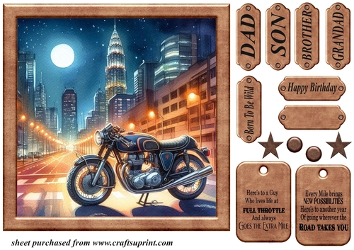 Motorbike in the city card front 2