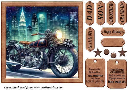 Motorbike in the city card front 3