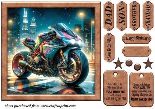 Motorbike in the city card front 4