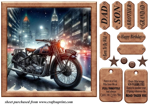 Motorbike in the city card front 6
