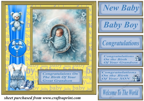 Framed new baby boy card front C