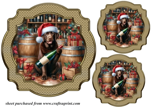 3 Christmas wine cellar pup toppers 4