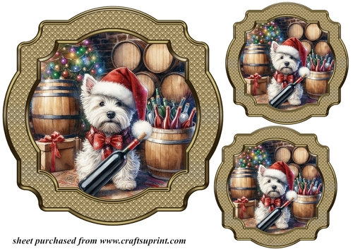 3 Christmas wine cellar pup toppers 5