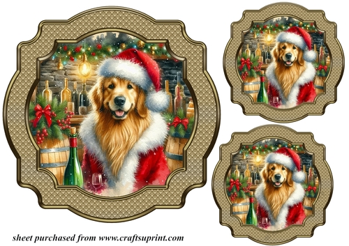 3 Christmas wine cellar pup toppers 6