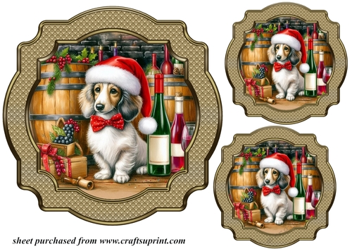 3 Christmas wine cellar pup toppers 10