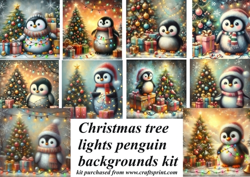 Christmas lights penguin backgrounds kit