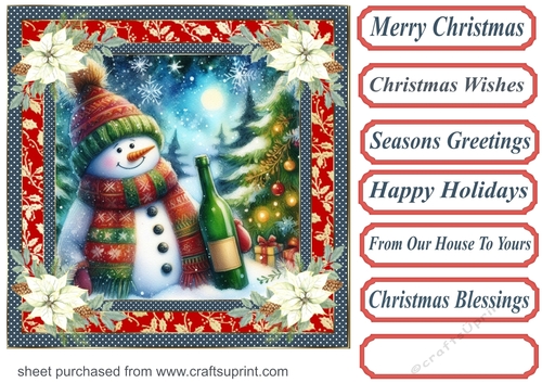 Christmas cheers Snowman card front 10