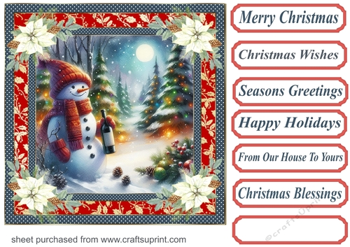 Christmas cheers Snowman card front 11