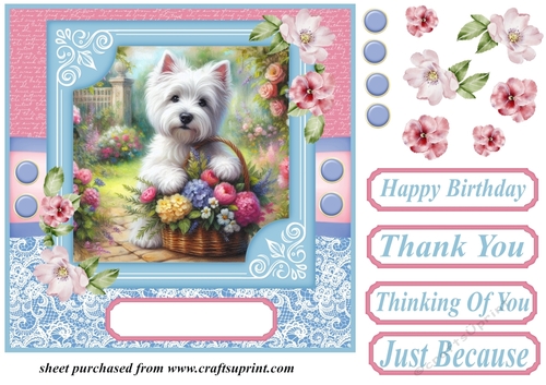 Garden bouquet Westie card front 1
