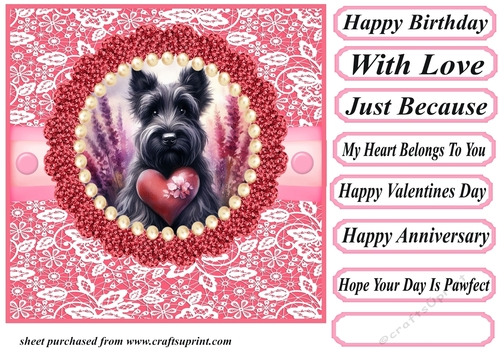 Multi occasion Scottie with love heart card front 1