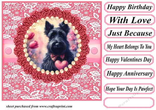 Multi occasion Scottie with love heart card front 2