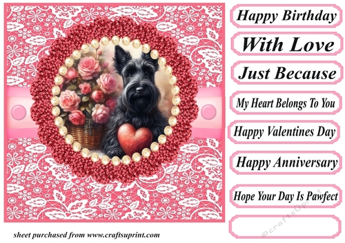 Multi occasion Scottie with love heart card front 5