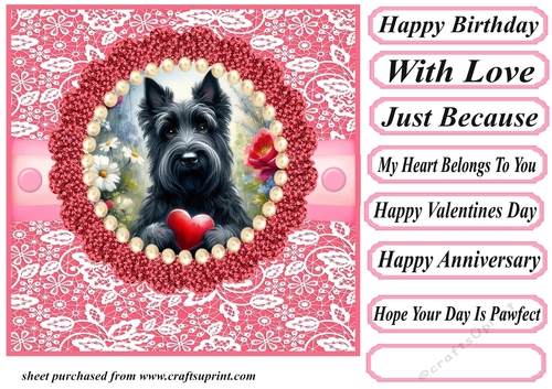 Multi occasion Scottie with love heart card front 7