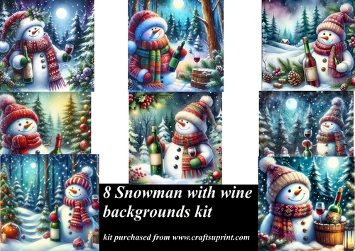 Christmas snowman with wine background kit
